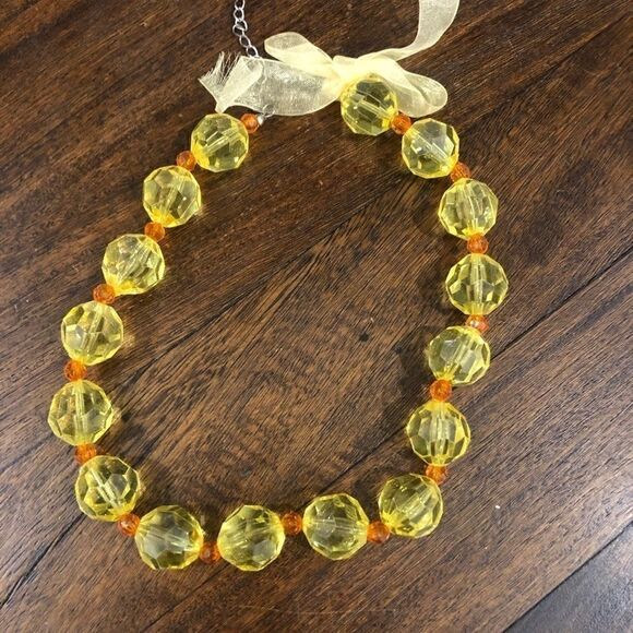 Yellow and orange chunky beaded statement necklace - Picture 1 of 1